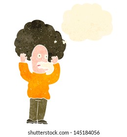 caricatura retro hombre aterrorizado