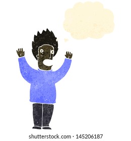 retro cartoon terrified man