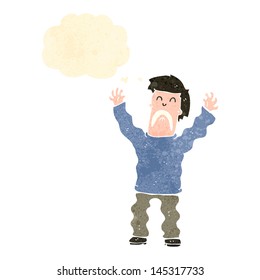 caricatura retro hombre aterrorizado