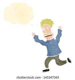 retro cartoon terrified man
