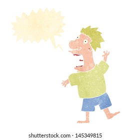 retro cartoon terrified man