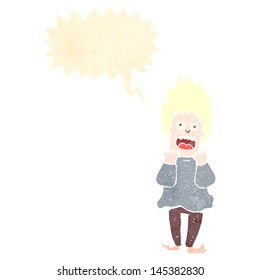 retro cartoon terrified man