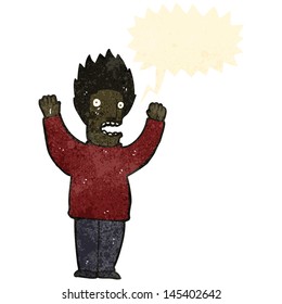 retro cartoon terrified man