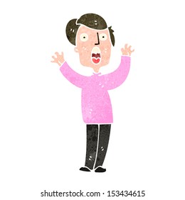 retro cartoon terrified man