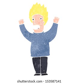 retro cartoon terrified man
