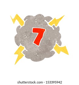 thundercloud de dibujos retro con número