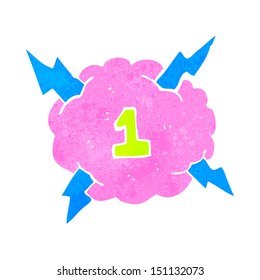 Retro-Cartoon-Thundercloud-Symbol mit Nummer eins