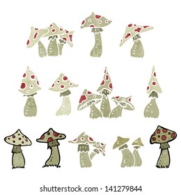 retro cartoon toadstools and mushrooms