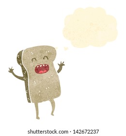 retro cartoon toast character with thought bubble