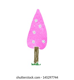 retro cartoon tree with flowers