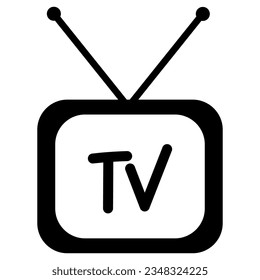 Retro cartoon tv icon, cartoon tv with antenna horns