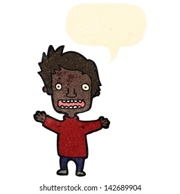 retro cartoon unahppy boy