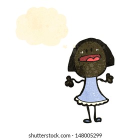 retro cartoon unhappy doodle woman