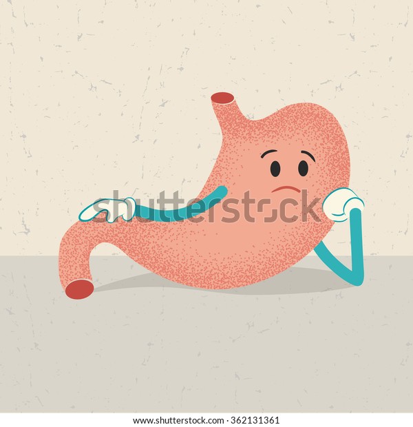 Retro Cartoon Unhappy Unhealthy Human Stomach Stock Vector (Royalty ...