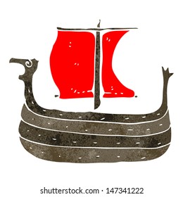 retro cartoon viking ship