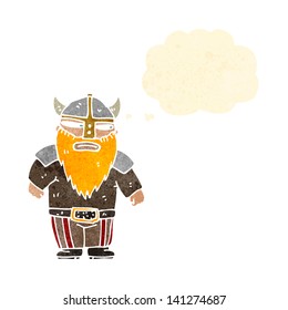 retro cartoon viking with thought bubble