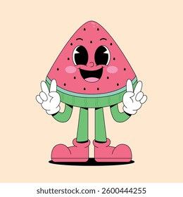 Retro cartoon water melon mascot