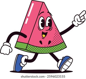 Retro cartoon watermelon fruit vector illustration