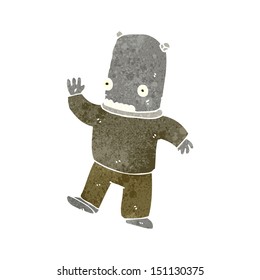 retro cartoon waving alien