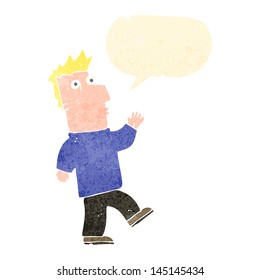 retro cartoon waving man