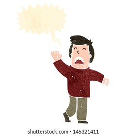 retro cartoon waving man