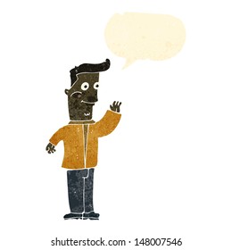 retro cartoon waving man