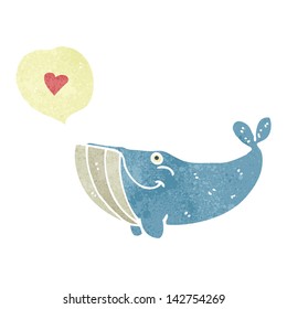 retro cartoon whale in love