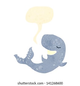 ballena de dibujos animados retro con burbuja de habla