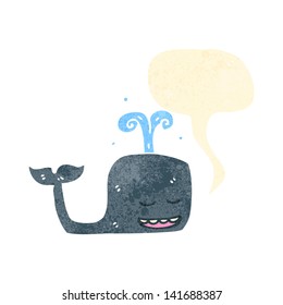 retro cartoon whale with speech bubble