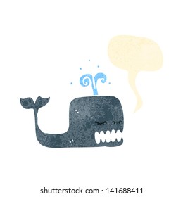 retro cartoon whale with speech bubble