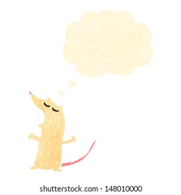 retro cartoon white mouse with thought bubble