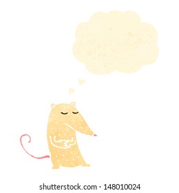 retro cartoon white mouse with thought bubble
