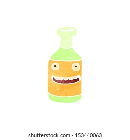 retro cartoon wine bottle with face
