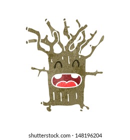retro cartoon winter tree character