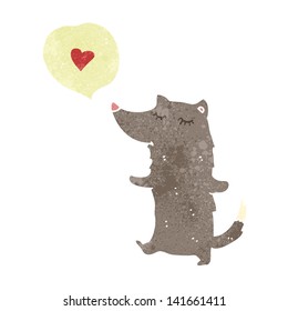 retro cartoon wolf in love
