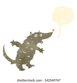 retro cartoon wolf with speech bubble
