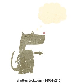 retro cartoon wolf with thought bubble