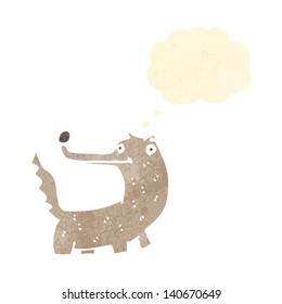 lobo de desenho animado retrô com bolha de pensamento