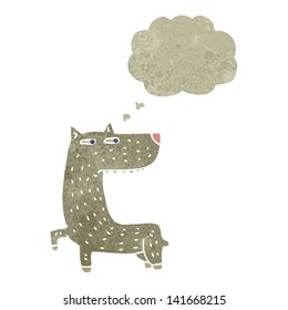 retro cartoon wolf with thought bubble