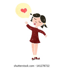 retro cartoon woman in love