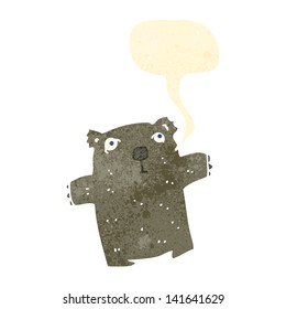 wombat de caricatura retro con burbuja de habla