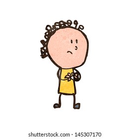 retro cartoon worried doodle woman