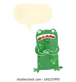 retro cartoon worried frog