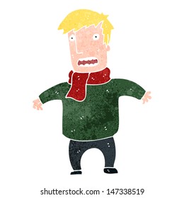 retro cartoon worried man