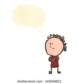retro cartoon worried woman