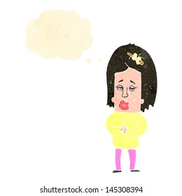 retro cartoon worried woman
