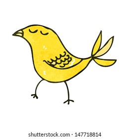 retro cartoon yellow bird