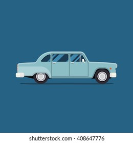 Retro car.Vector flat isolated illustration. Vintage Design.
