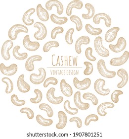 Retro cashew vintage, great design for any purposes. Vector hand-drawn illustration. 