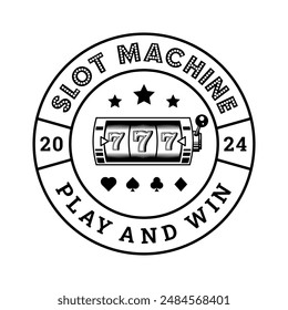 Retro casino and poker monochrome logo sign badge vector isolated. Vintage gambling and casino logo vector design. Vintage design element for casino and gambling in white background